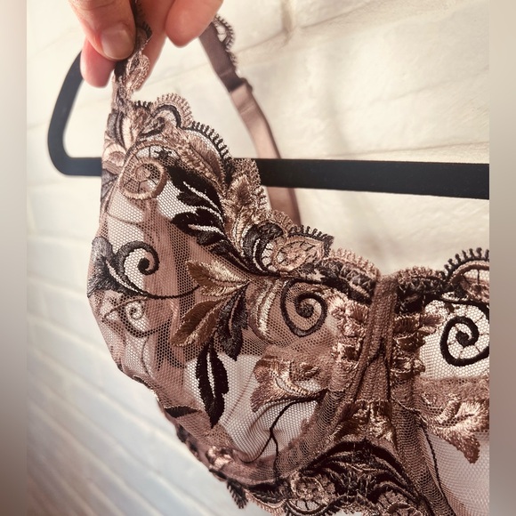 NWT Soma Sensuous Lace Unlined Underwire Bra 34 D Mochaccino Black #0551 - Picture 3 of 15